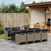 Set da pranzo da giardino da 9 pz con Cuscini in Polyrattan Grigio 3277692