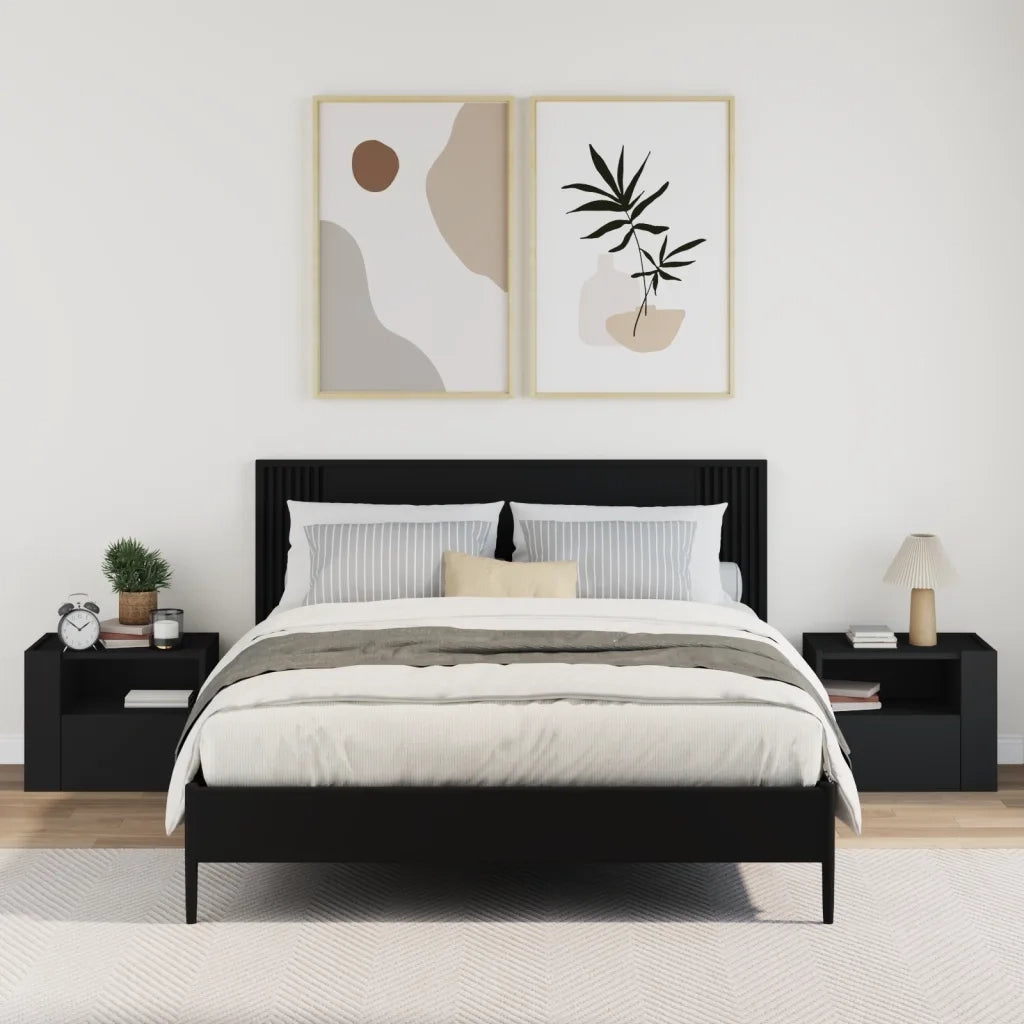 Comodini a Muro 2 pz Nero 45x30x35 cm 848314