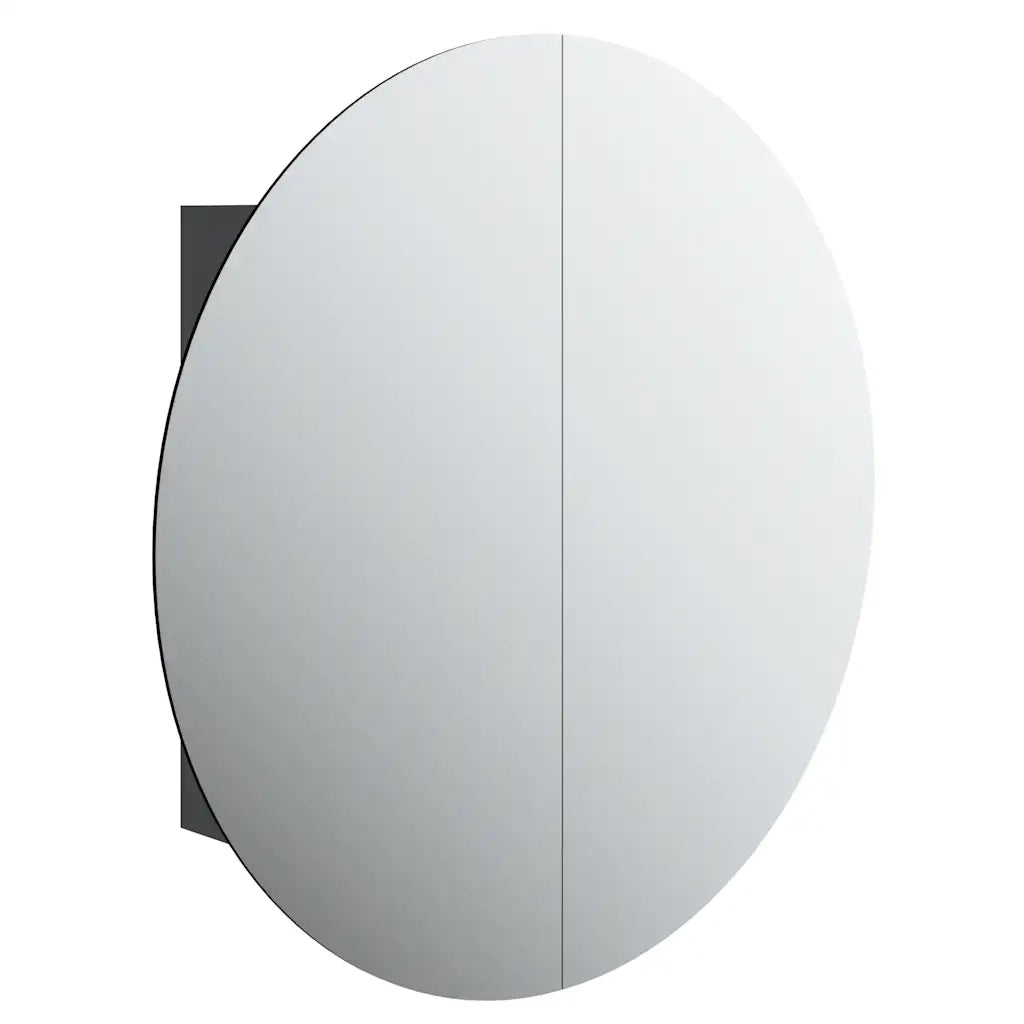 Armadio da Bagno con Specchio Rotondo e LED-Mobile bagno con specchio Nero 54x54x17,5 cm