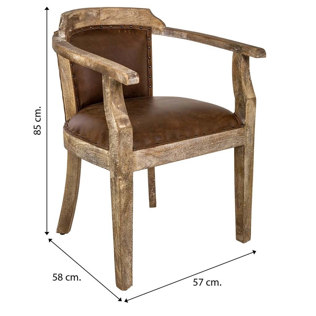 Poltrona imbottita in legno marrone 57x58x85h