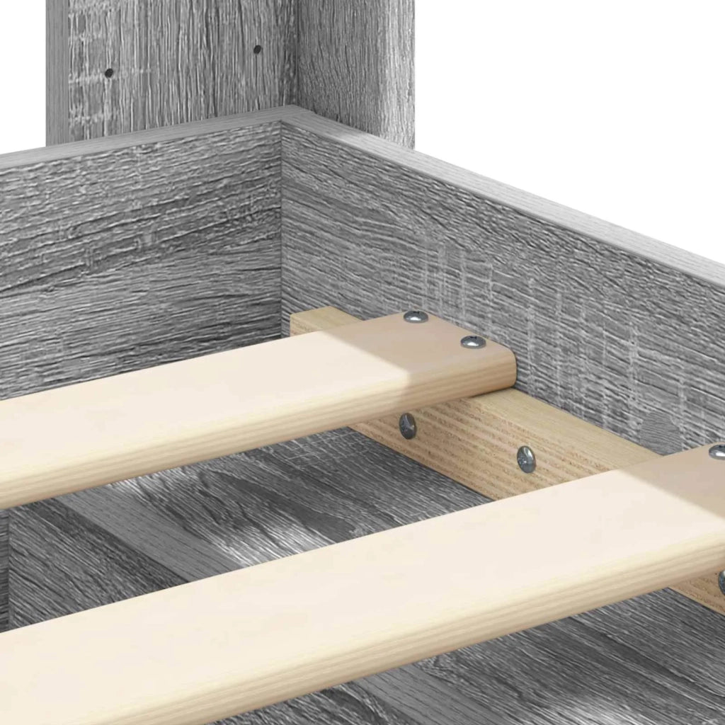 Letto da camera | Struttura del letto con stoccaggio e testata Sonoma grigio