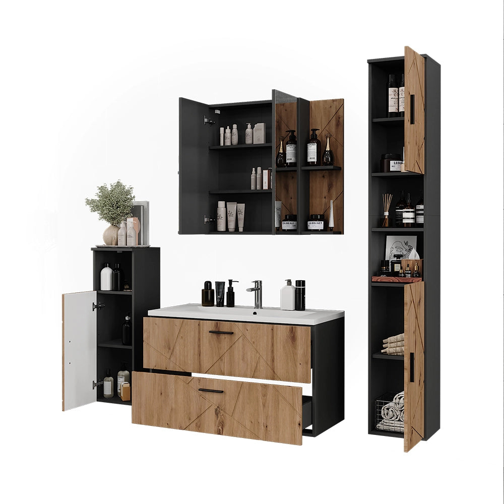 Vicco Set di mobili da bagno Antracite 5 parti