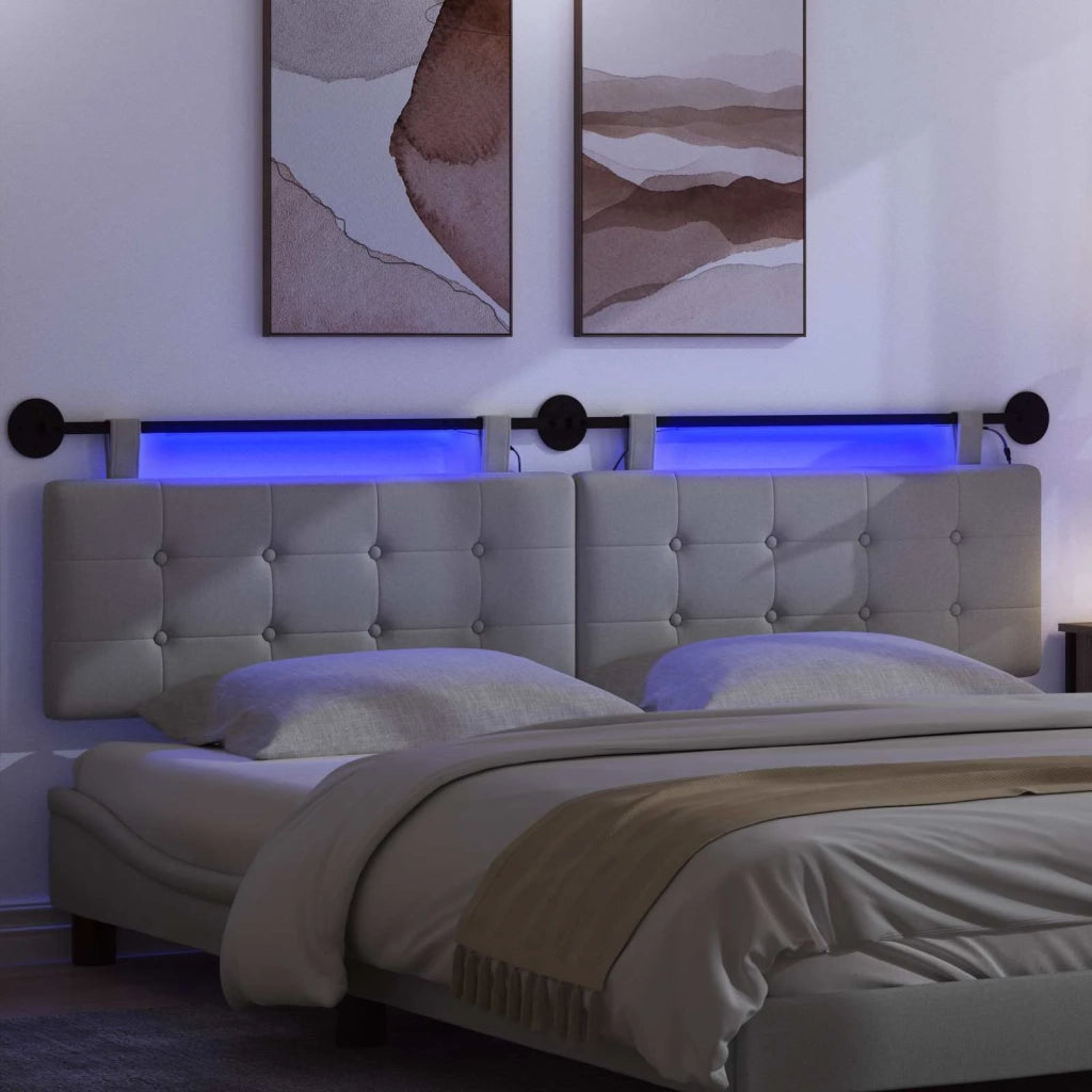 Testiera | Testata sospesa Con luce LED Grigio Chiaro Tessuto