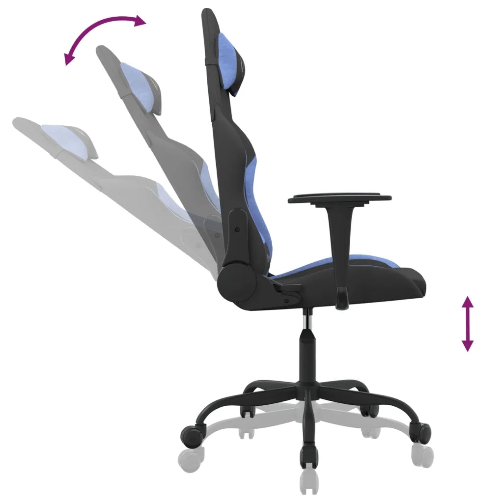 Sedia da Gaming Nero e Blu in Tessuto 345476