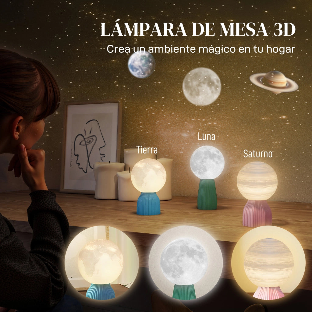 Lampada da Comodino 3D LED ¨C Minimal ¨C Bianco