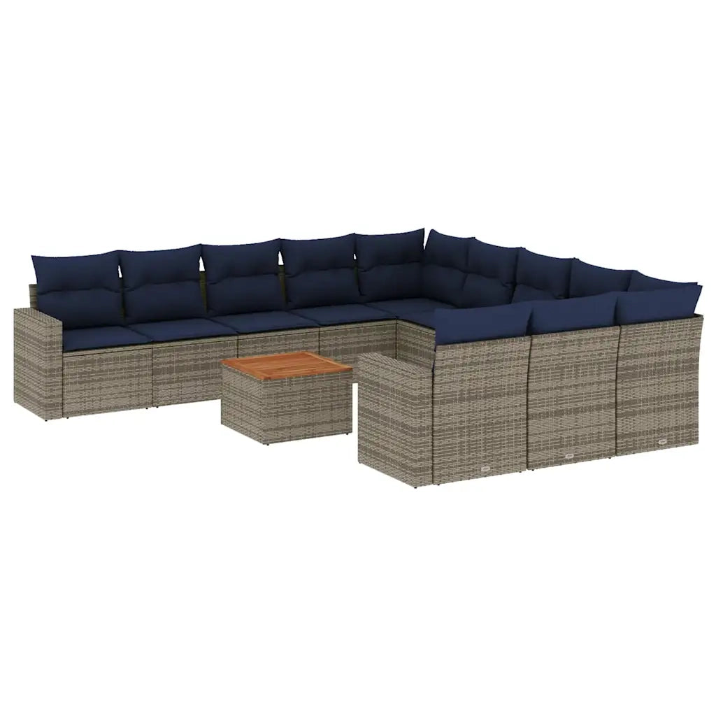 Set Divani da Giardino 12 pz con Cuscini Grigio in Polyrattan 3256684
