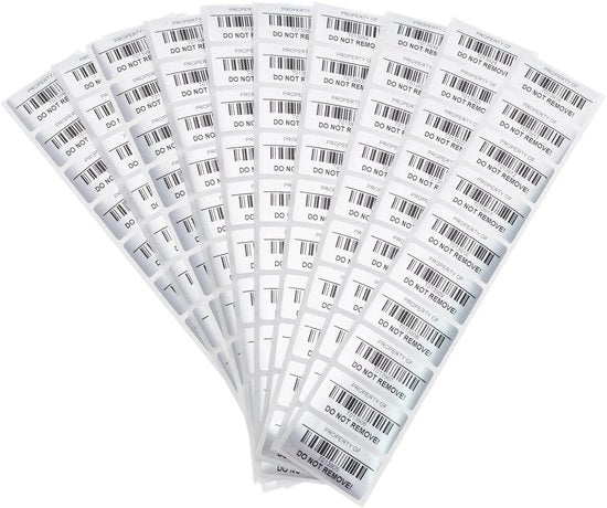 Etichette di sicurezza 100 pezzi - Tamper-Proof - Poliestere - 25 x 50 mm - Argento - Numero di serie unico - Etichette di sicurezza