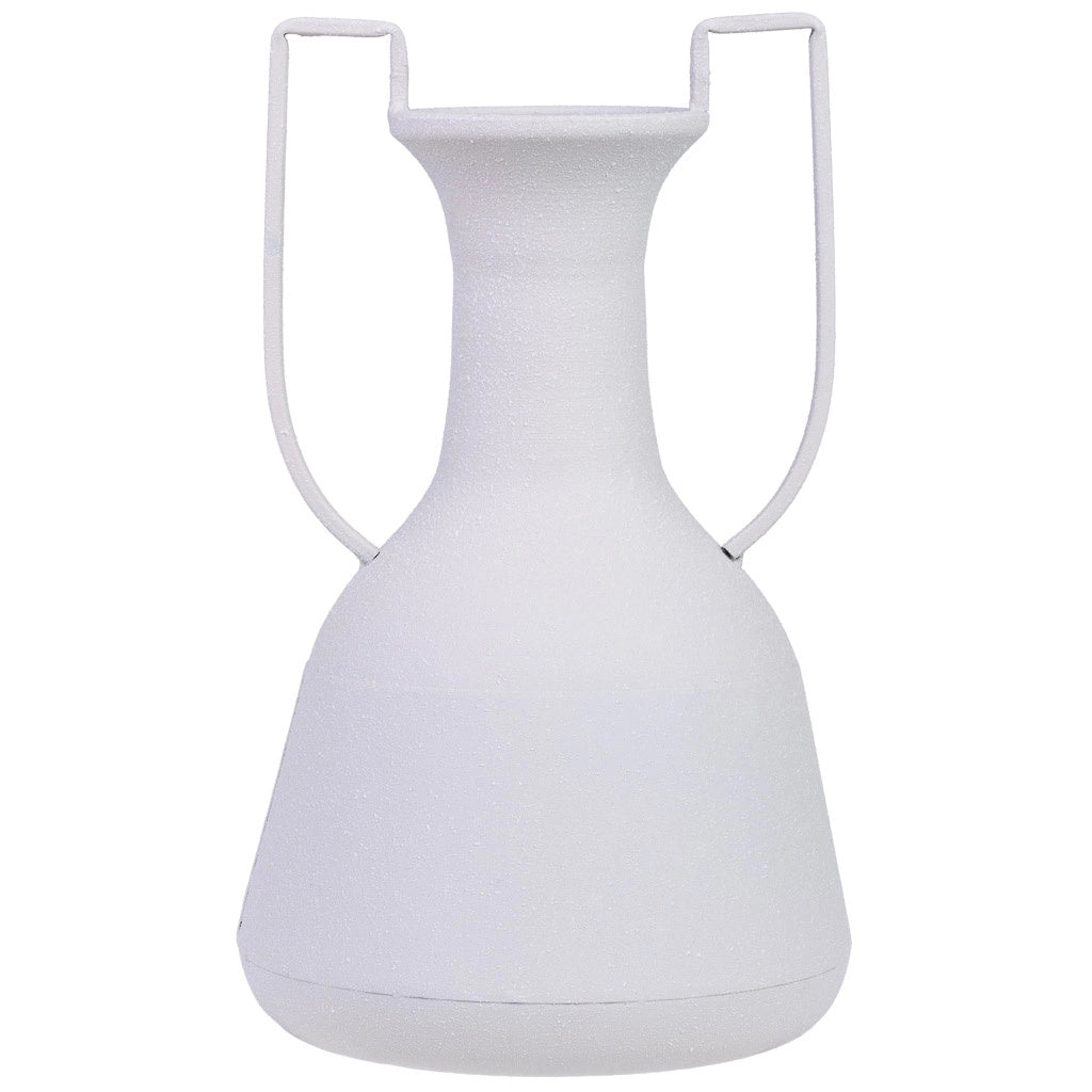 Vaso metallo bianco 2 manici 19x19x33h cm