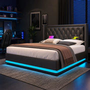 LETTO contenitore 160x200 cm in PU nero con USB Type-C e LED