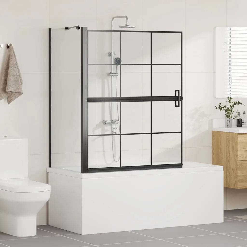 Schermo per Bagno e Doccia Nero e trasparente 100 x 68 x 128 cm 42018554
