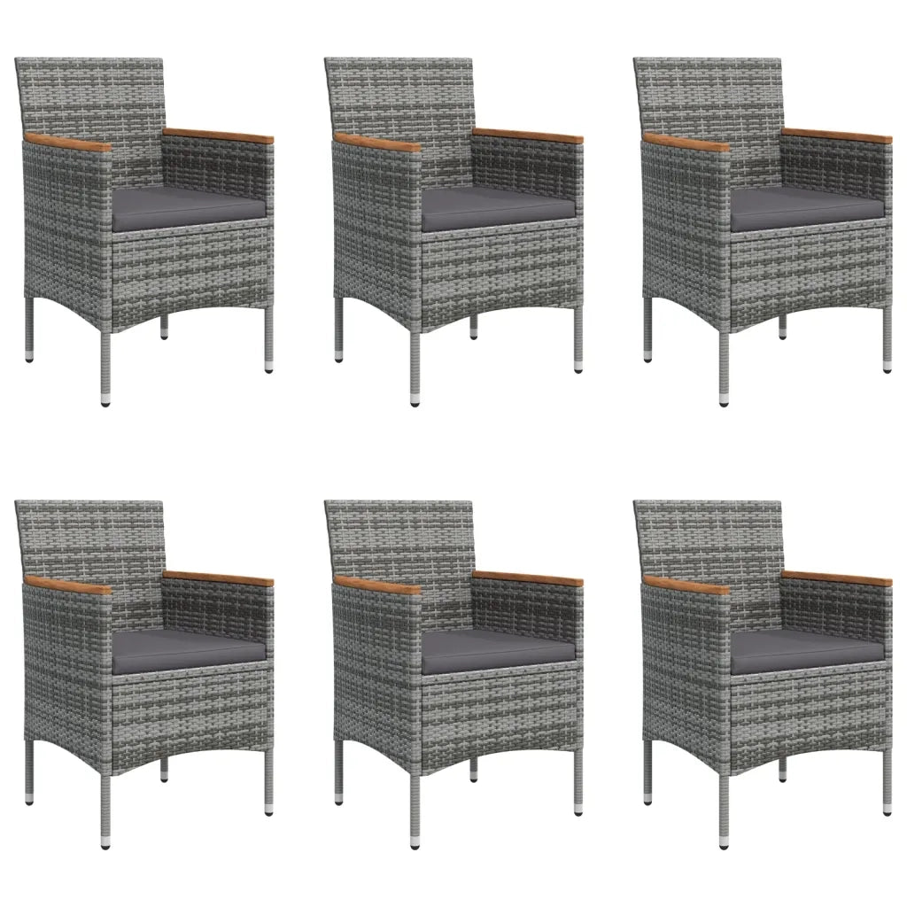 Set da Pranzo da Giardino 7 pz con Cuscini Grigio e Nero 3156645