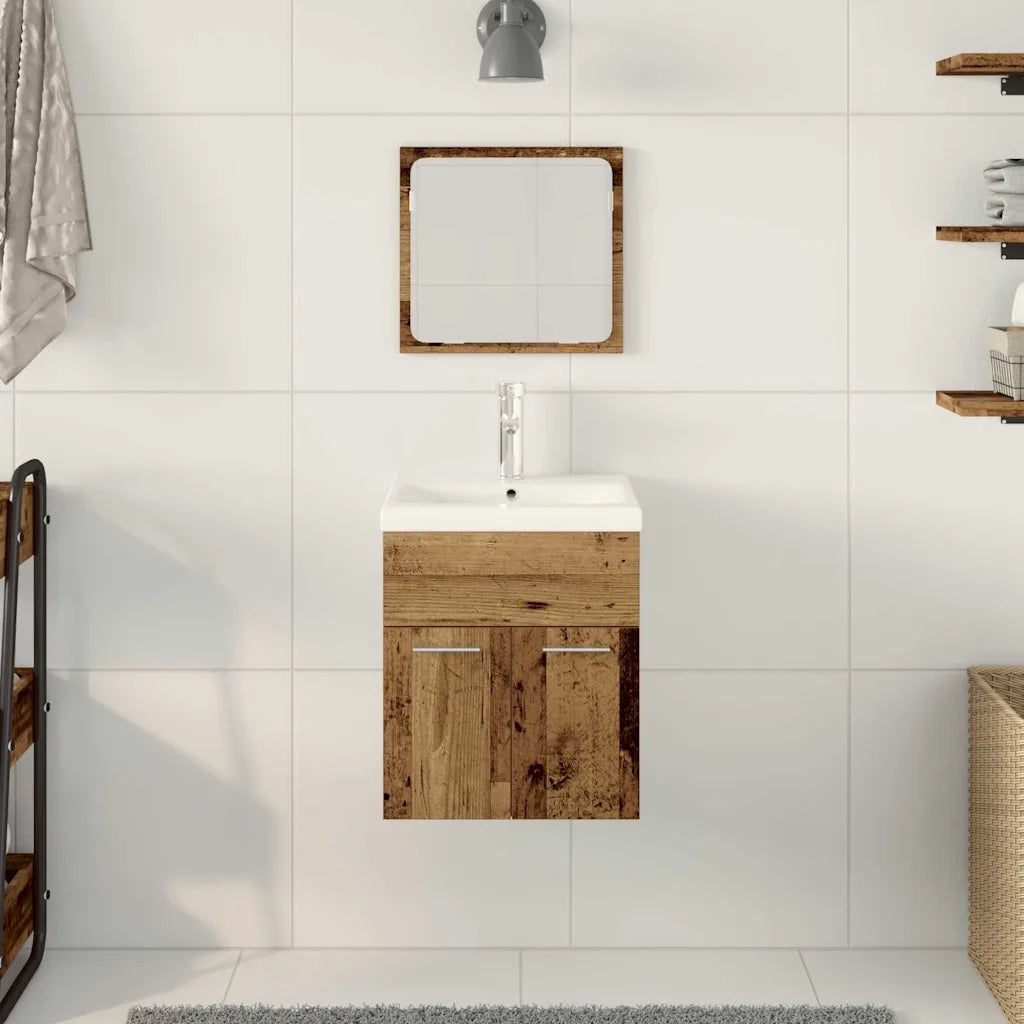 Set di mobili per il bagno con porta 3 pcs Legno vecchio 3332536