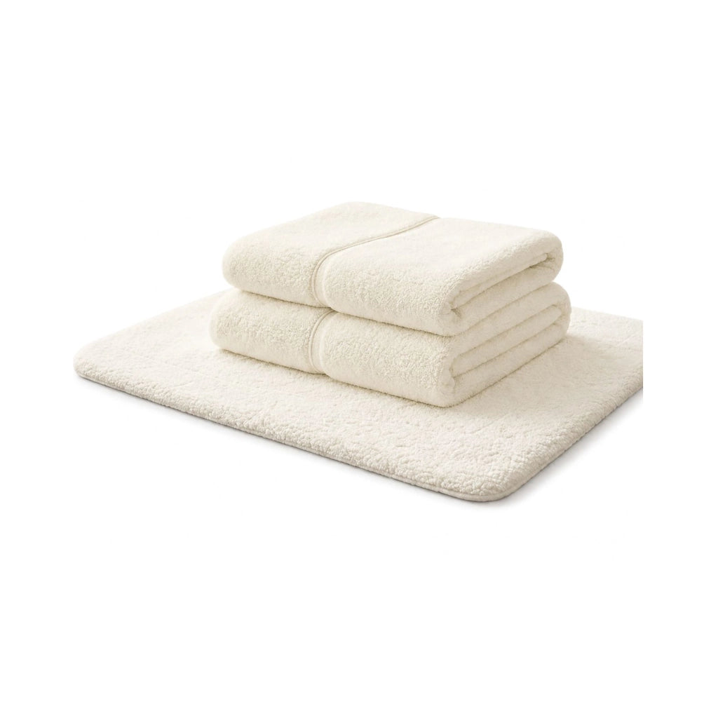 Sanenere, set di Asciugamani 100% Cotone set da 2, Bianco Avorio