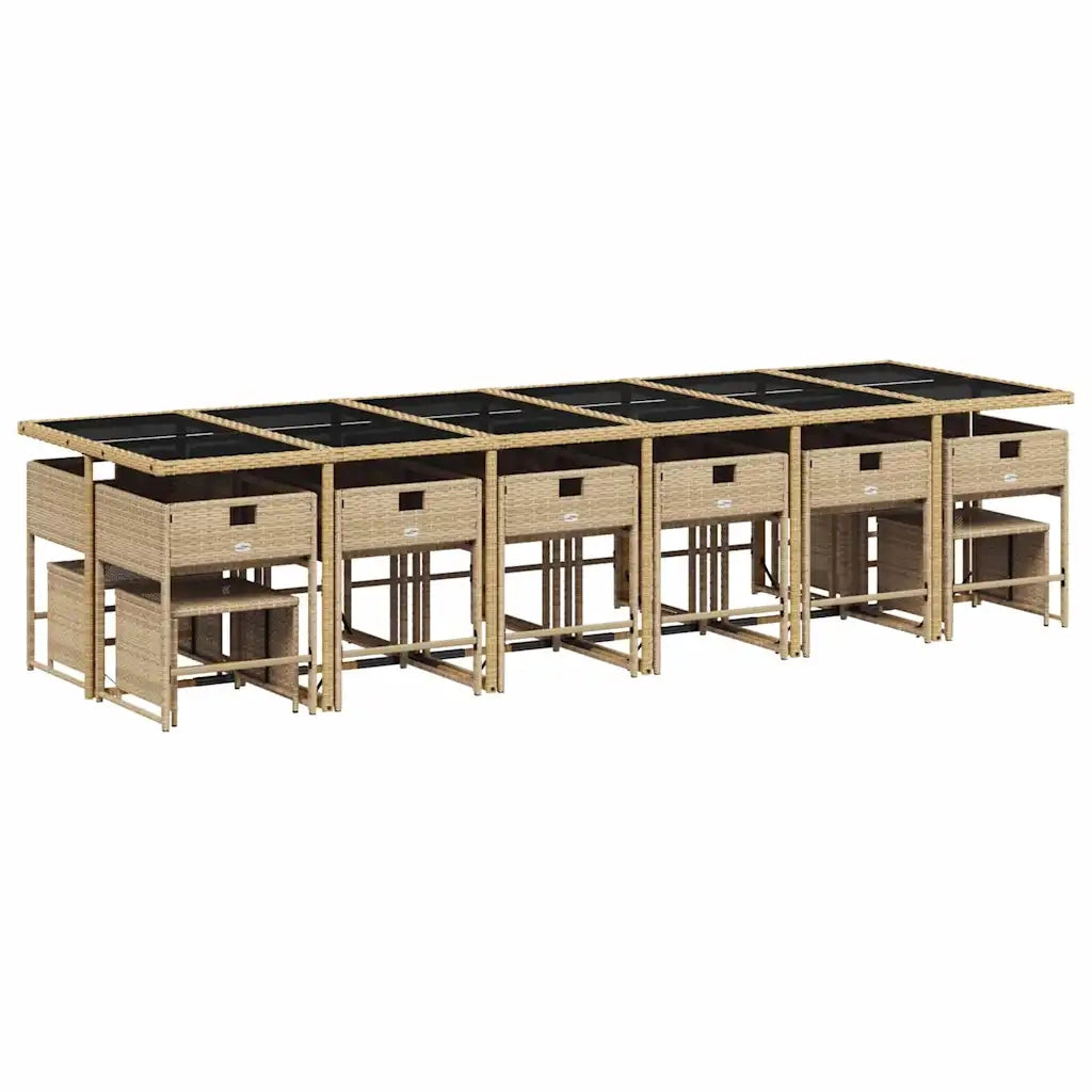 Set da Pranzo da Giardino 17 pz con Cuscini Beige in Polyrattan 3278133