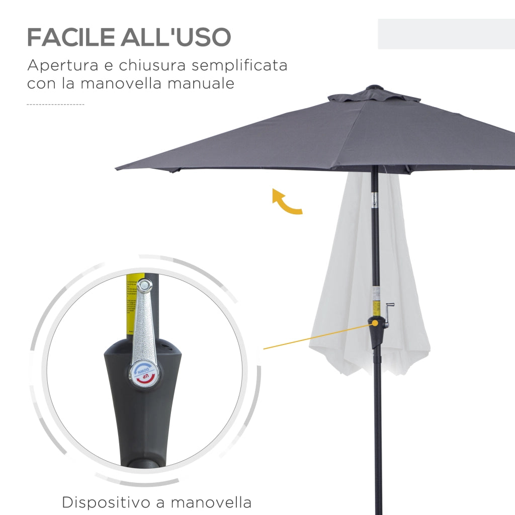 Ombrellone da Giardino Inclinabile ¨C Xylo ¨C Alluminio Grigio e Nero 2.6x2.4m