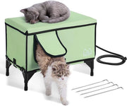 Casa per Gatti con Riscaldamento, Dimensioni 53x33x42cm, Colore Verde (Medio)
