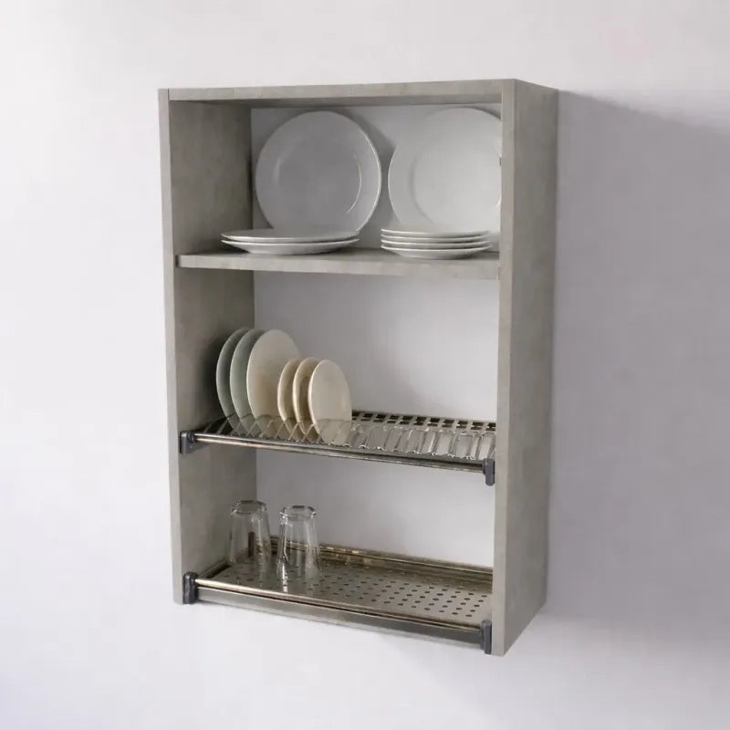 Pensile Scolapiatti H 90X L 60X P 33 Completo Di Scolapiatti In Acciaio Inox. Spedizione In Kit In Colore Cemento