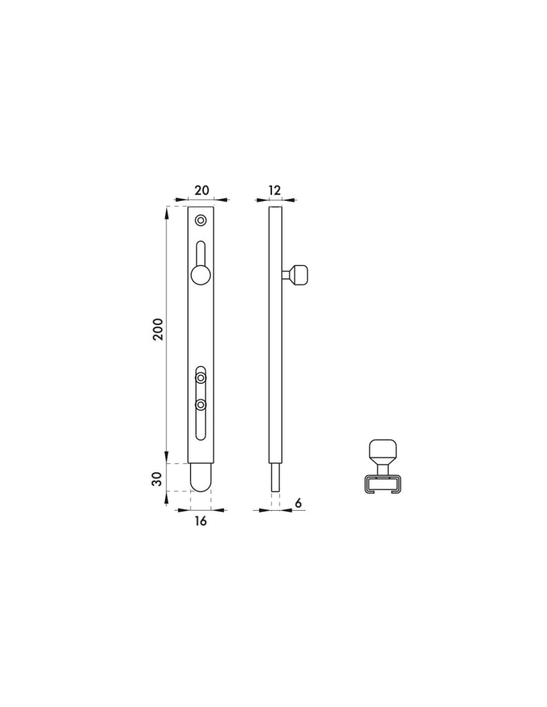 Chiavistello verticale leggero da avvitare 200 mm, zincato – THIRARD