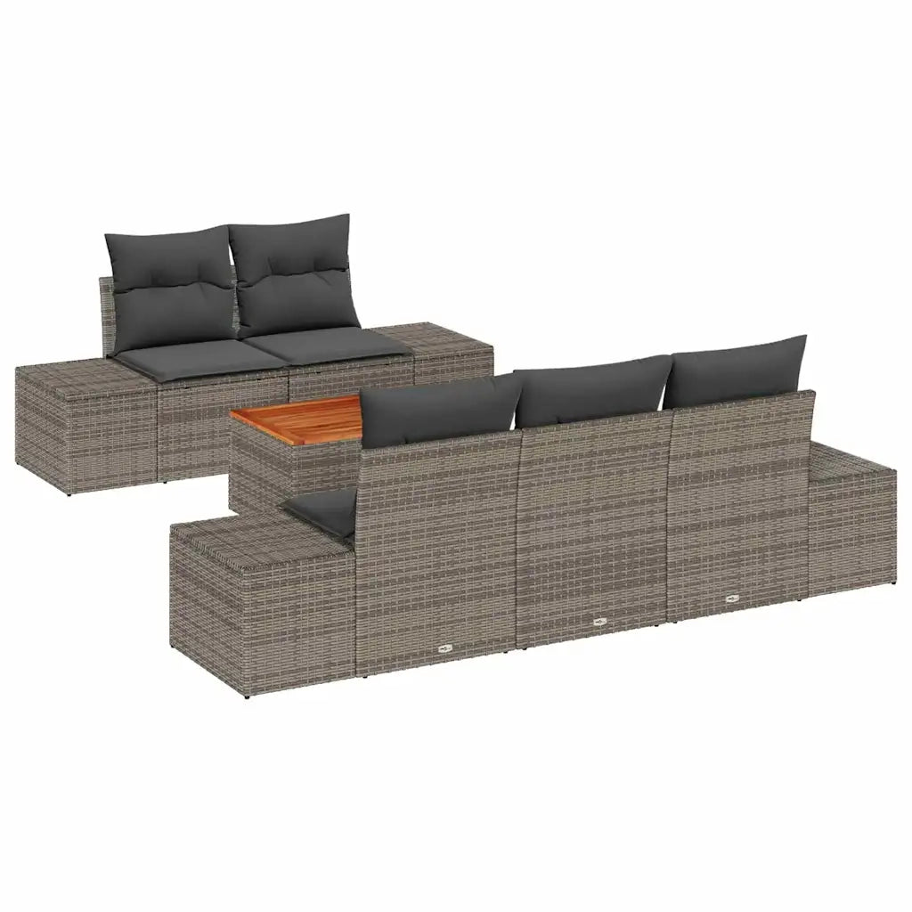 Set Divano da Giardino 6 pcs Grigio polyrattan 3356564