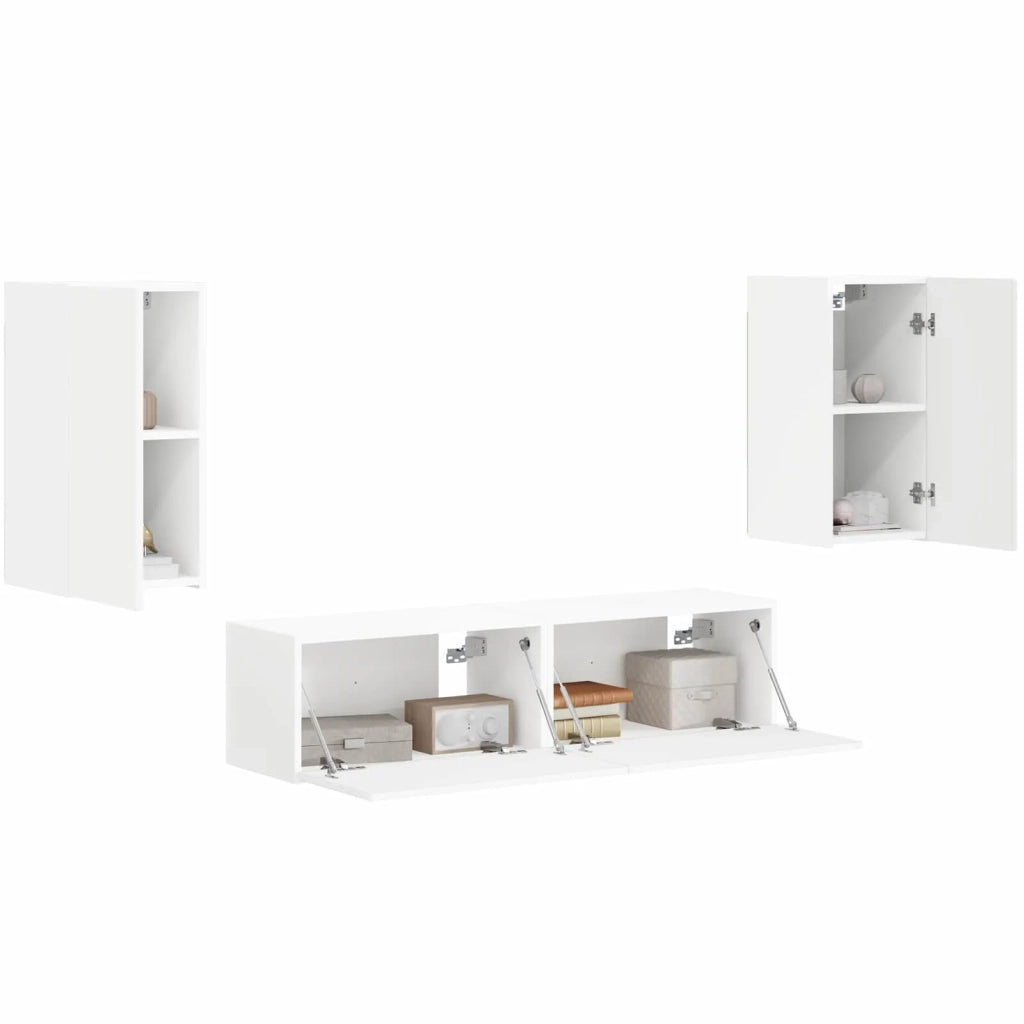 Set mobile TV 4 pcs Bianco Legno multistrato 3409150