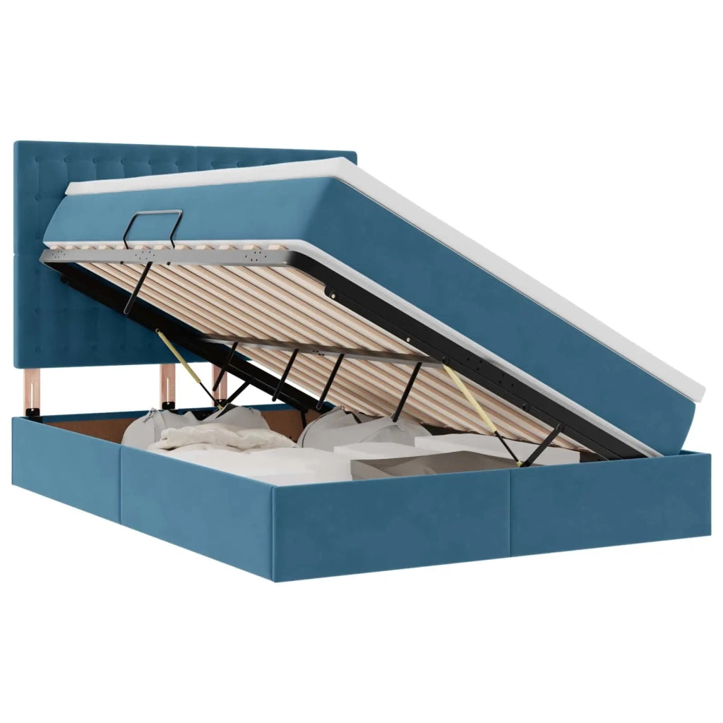 Letto con contenitore e materasso Blu Scuro 140 x 200 cm 3372157
