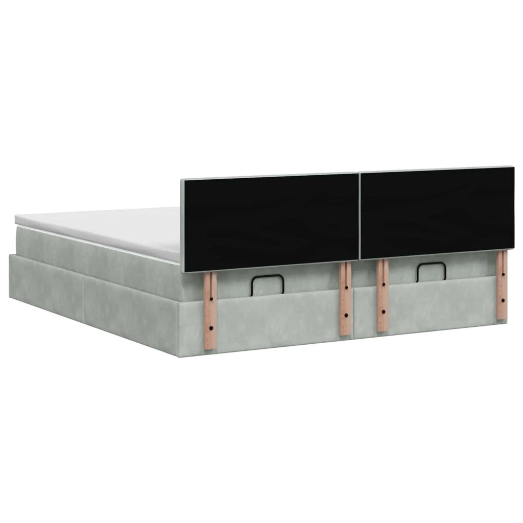 Letto Ottomano con Materasso e LED Grigio Chiaro 200 x 200 cm 3457356