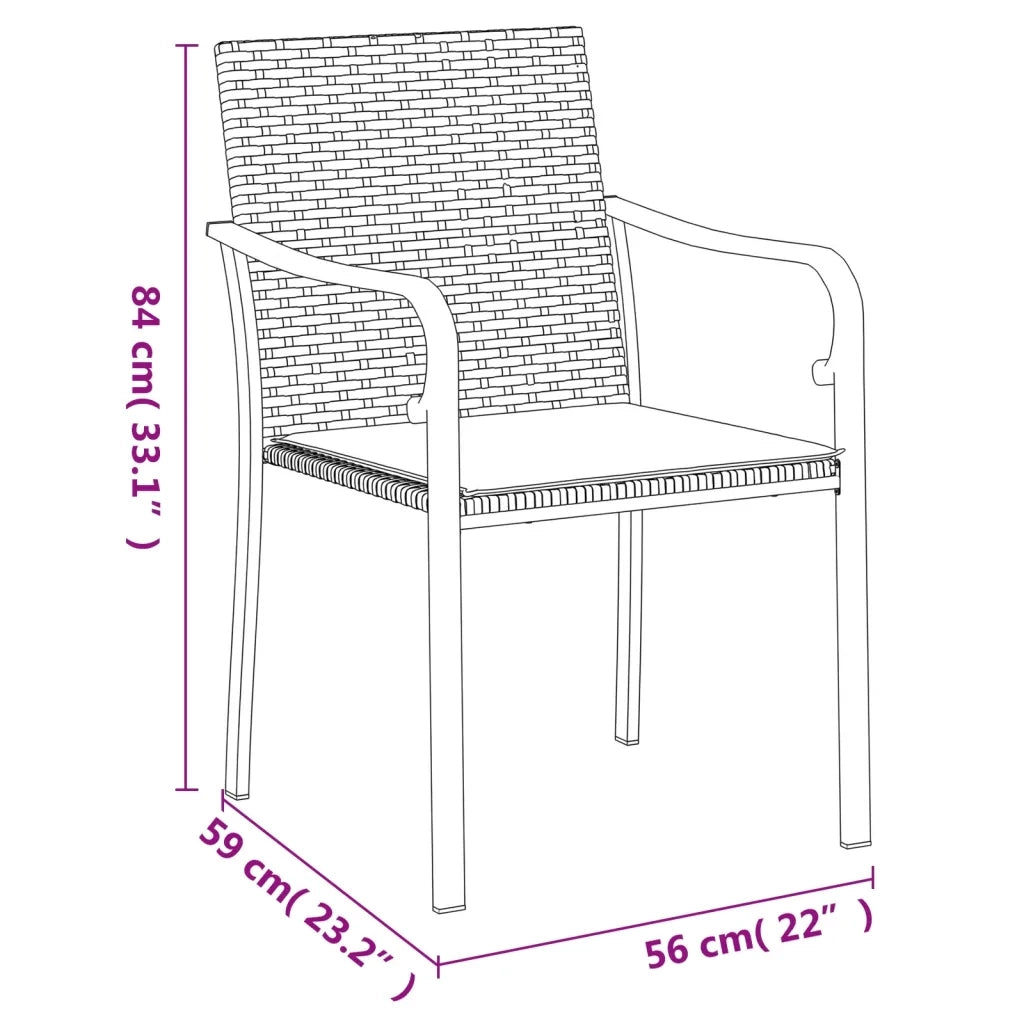 Set Pranzo da Giardino 5pz con Cuscini in Polyrattan e Acciaio 3186941