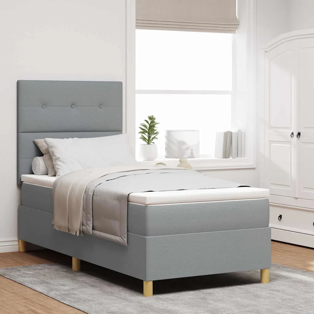 Letto a Sorgente LED Grigio chiaro 90 x 200 cm Tessuto
