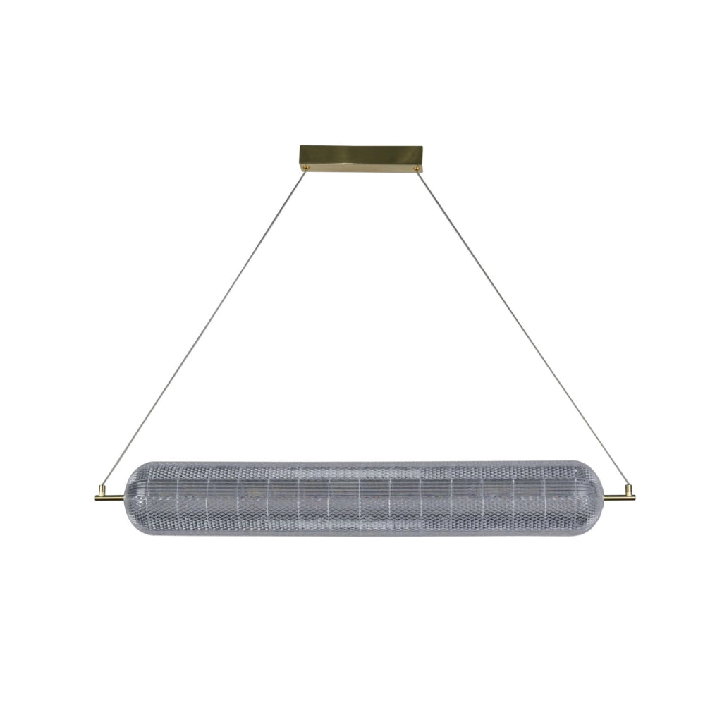 Lampada a sospensione convertibile a LED Capsule, metallo ottone satinato e acrilico