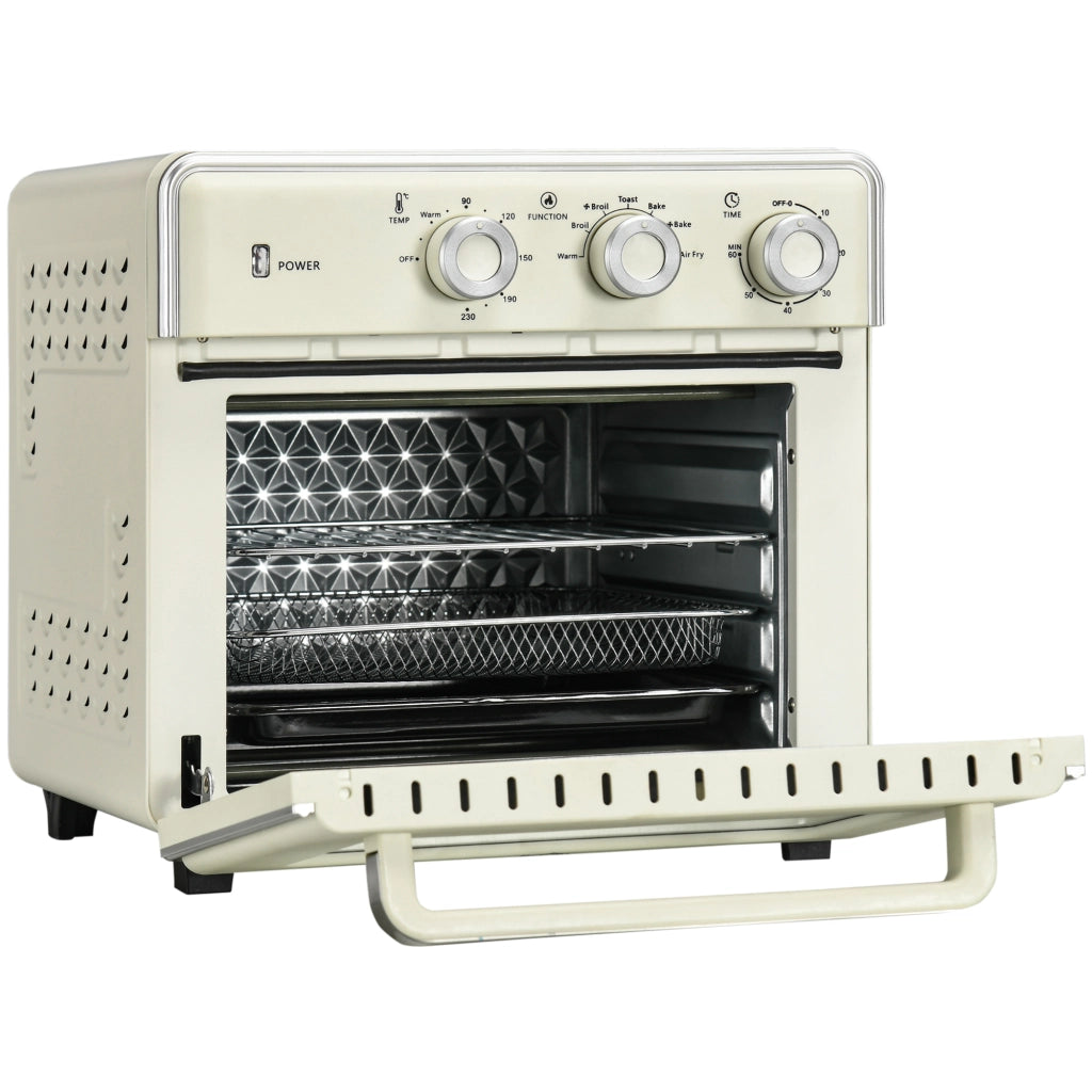 Mini Forno Elettrico 20L Ventilato 1400W con Aria Calda e Accessori, Crema