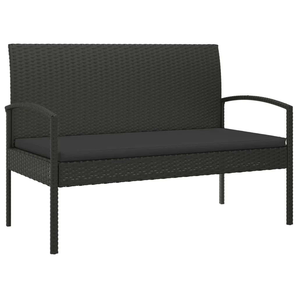 Panca da Giardino con Cuscino Nera 105 cm in Polyrattan 362168