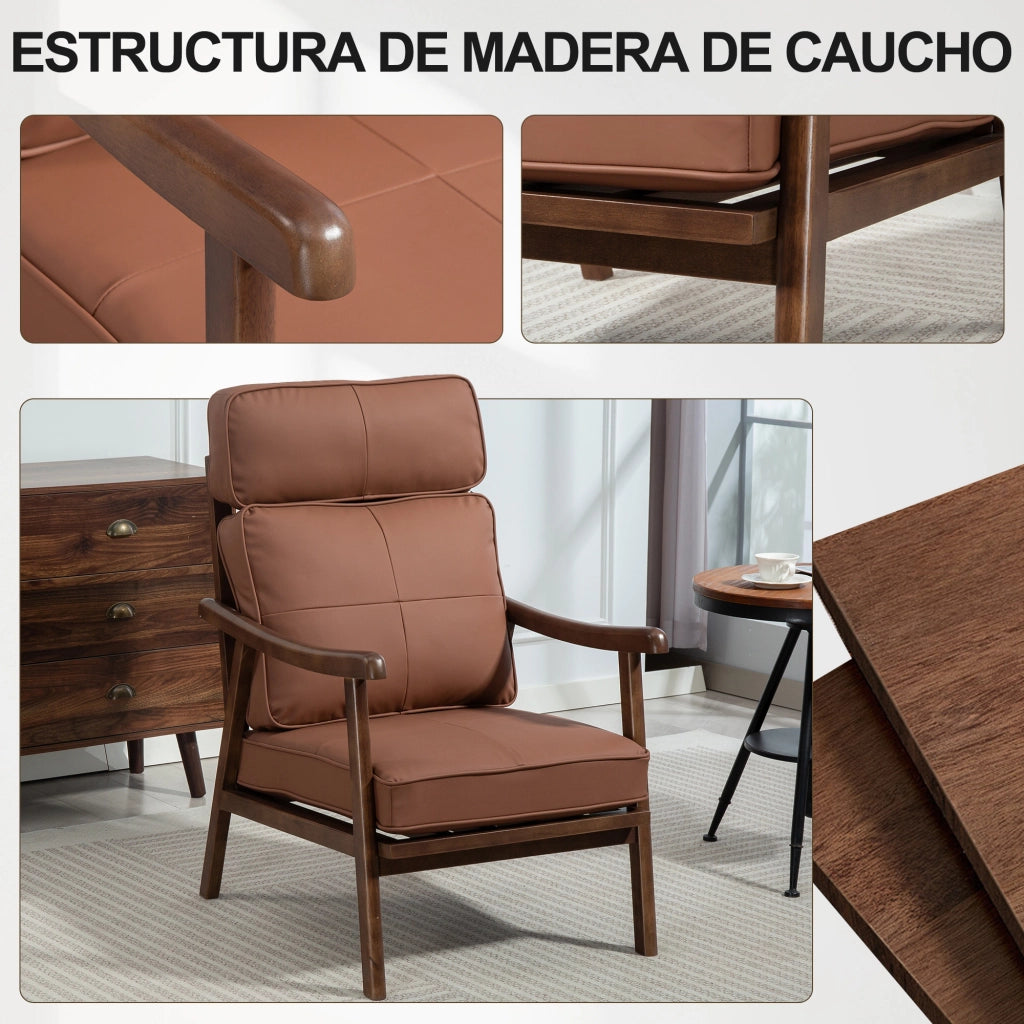 Poltrona ¨C Zephmum ¨C Marrone e Legno Noce