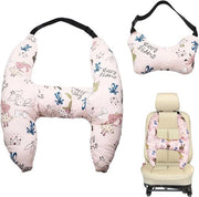 Cuscino per bambini 2 pezzi, supporto testa, cuscino per auto, cuscino per adulti e bambini, supporto collo per lunghe trasferte (rosa)