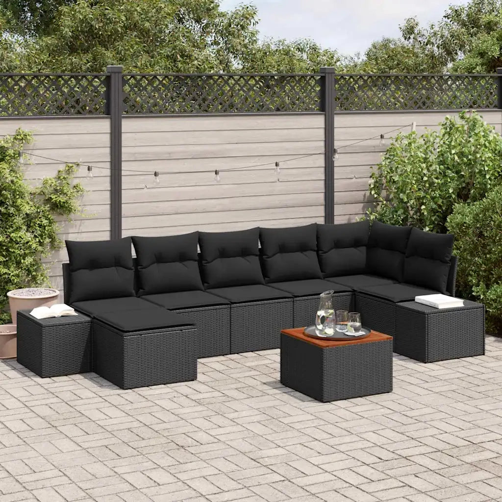 Set Divano da Giardino 8 pcs Nero 3356658