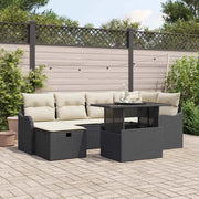 Set Divano da Giardino con cuscino 7 pcs Nero Poly Rattan 3361046