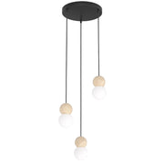 Lampadario LED LOOP nero/bianco legno vetro Emibig