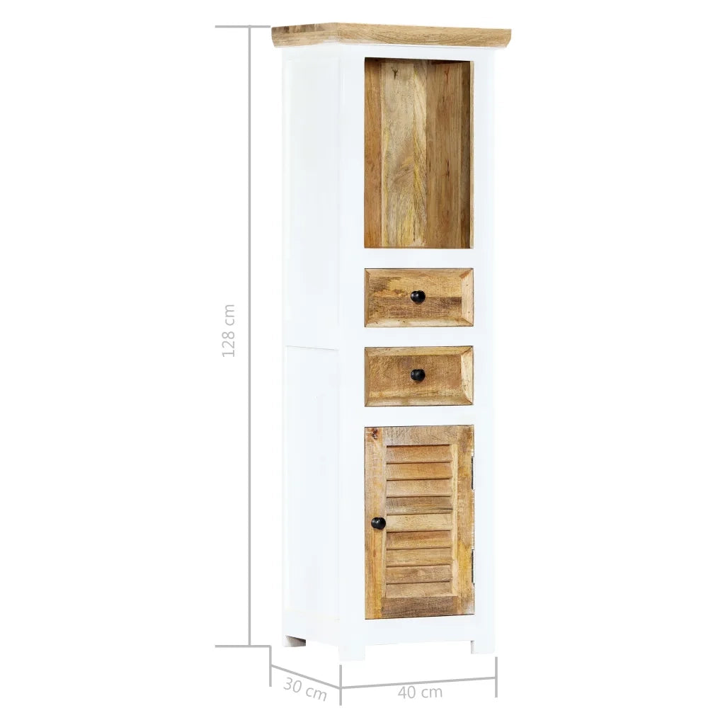 Credenza Bianca e Marrone 40x30x128 cm in Legno di Mango Grezzo 247738