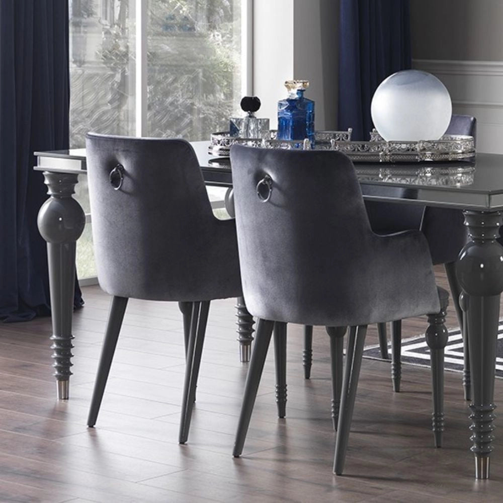 Set 2 Sedie in vellutino grigio con gambe in tinta Zen – Elegante e confortevole