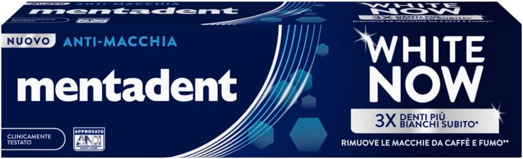 DENTIFRICIO MENTADENT WHITE NOW ANTI MACCHIA IN FORMATO DA 75 ML