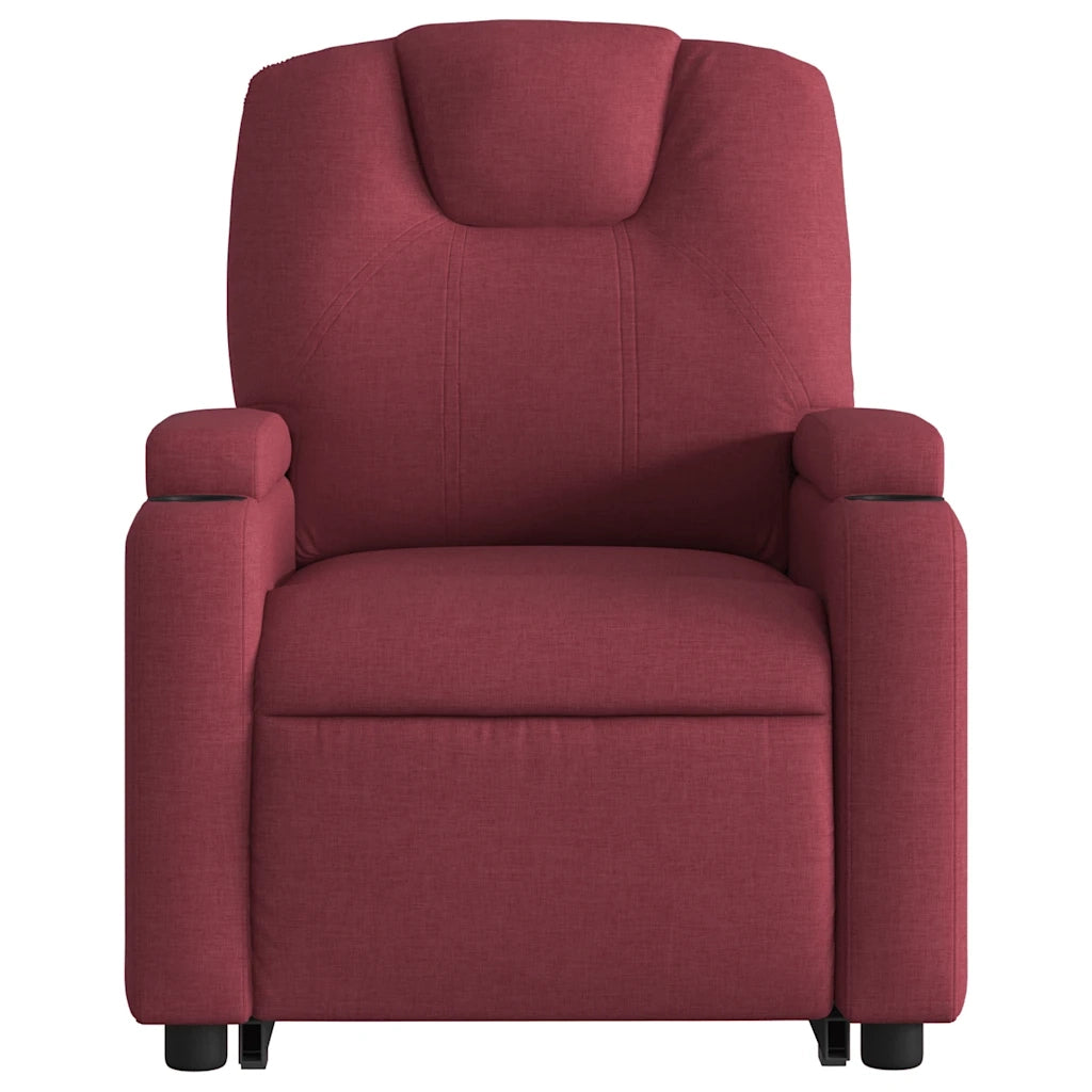Poltrona | Sedia Relax Alzapersona Massaggio Reclinabile Rosso Vino Tessuto