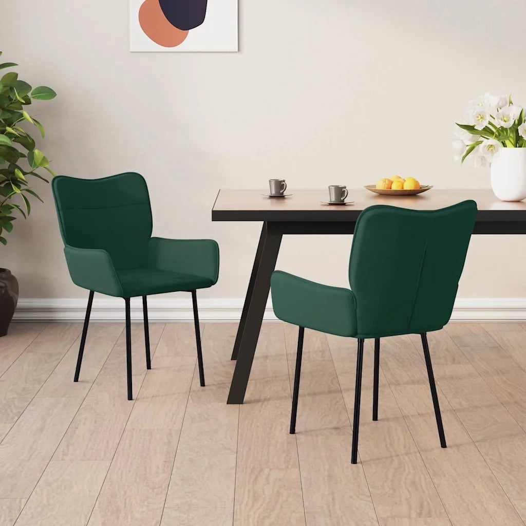 Sedie da Pranzo 2 pz Verde Scuro in Velluto 344822
