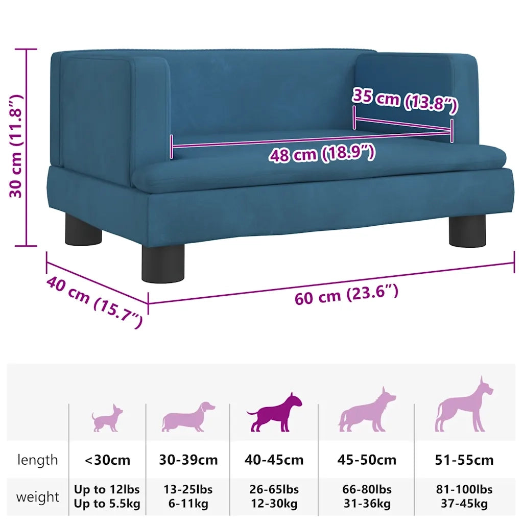 Lettino per Cani Blu 60x40x30 cm in Velluto 171906