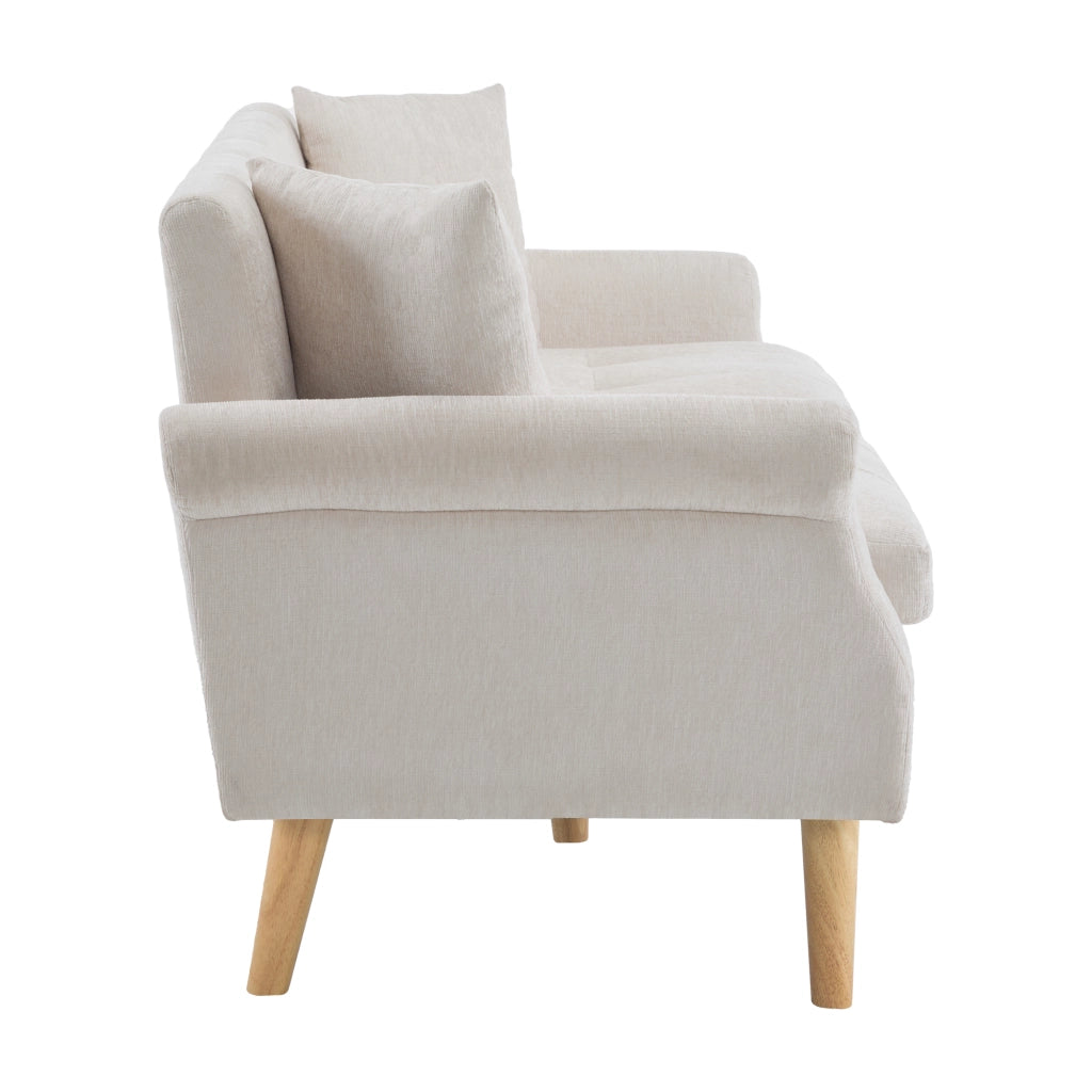 Divano 2 Posti in Tessuto Chenille con Cuscini Morbidi ¨C MINIMAL ¨C Grigio/Beige