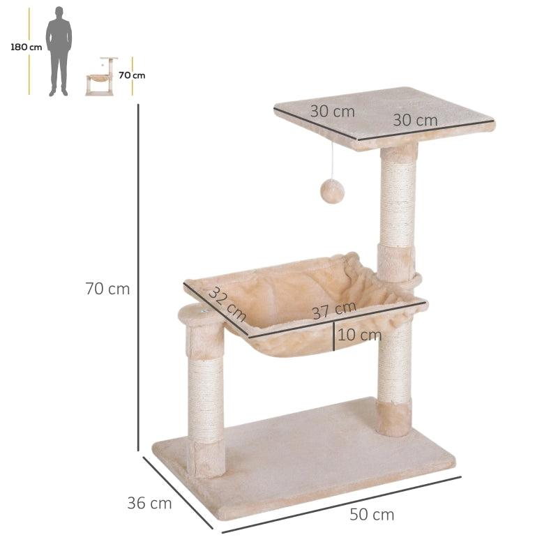 ALBERO RICREATIVO PER GATTI CON AMACA 50 x 36 x 70 cm BEIGE