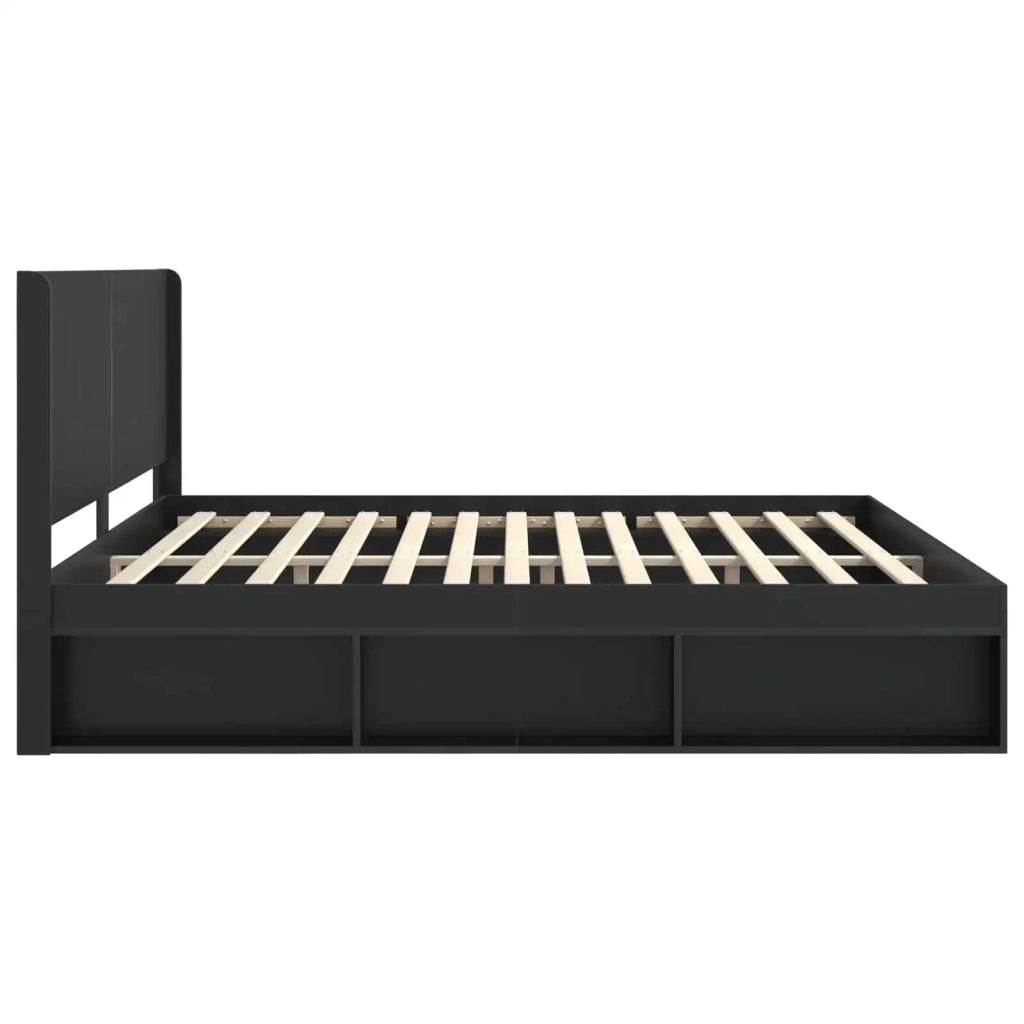Struttura del letto con stoccaggio e testata-Giroletto con contenitore Nero 180 x 200 cm 271793