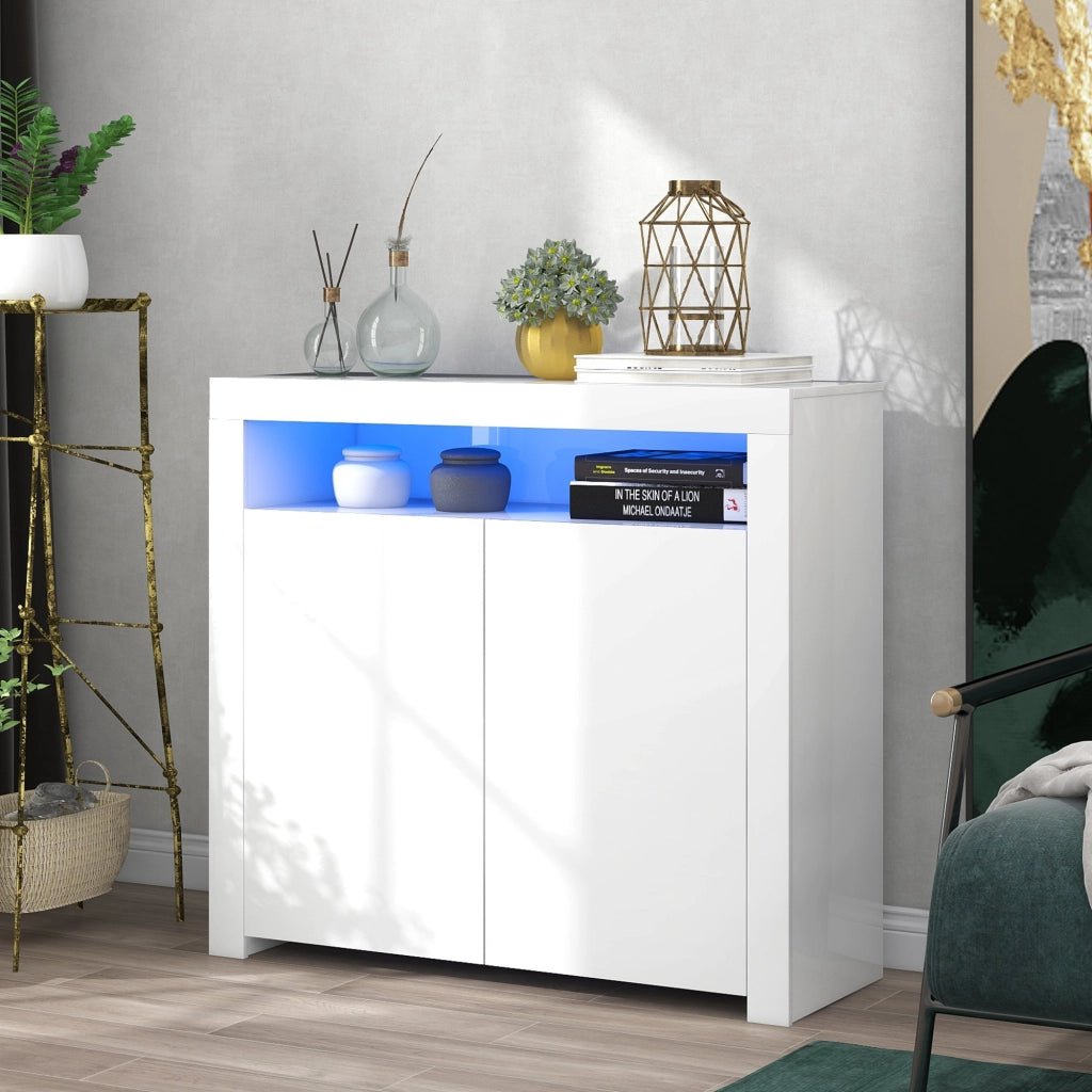 Com¨° Sideboard - Zephmum - Bianco lucido con luce LED