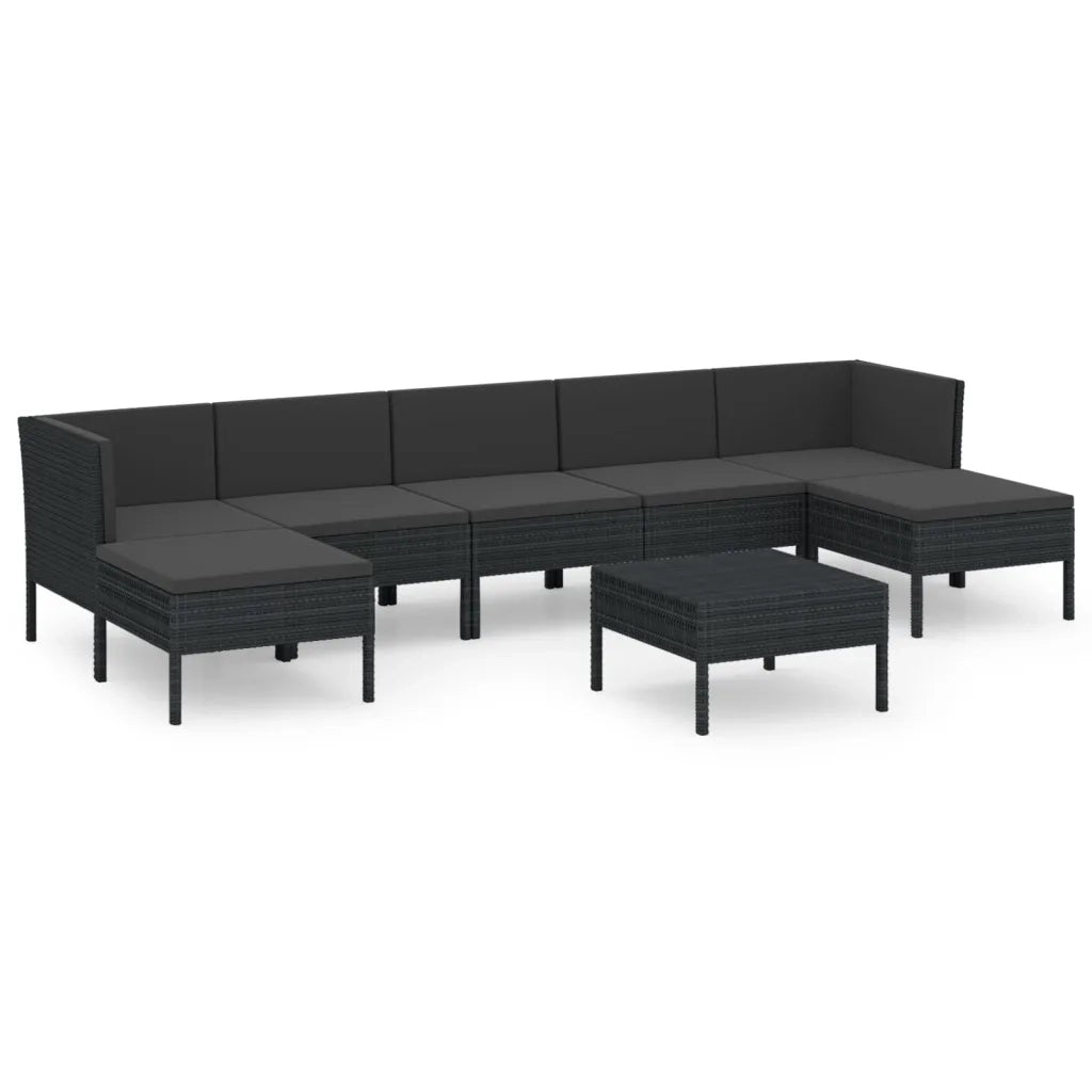 Set Divani da Giardino 8 pz con Cuscini in Polyrattan Nero 3094545