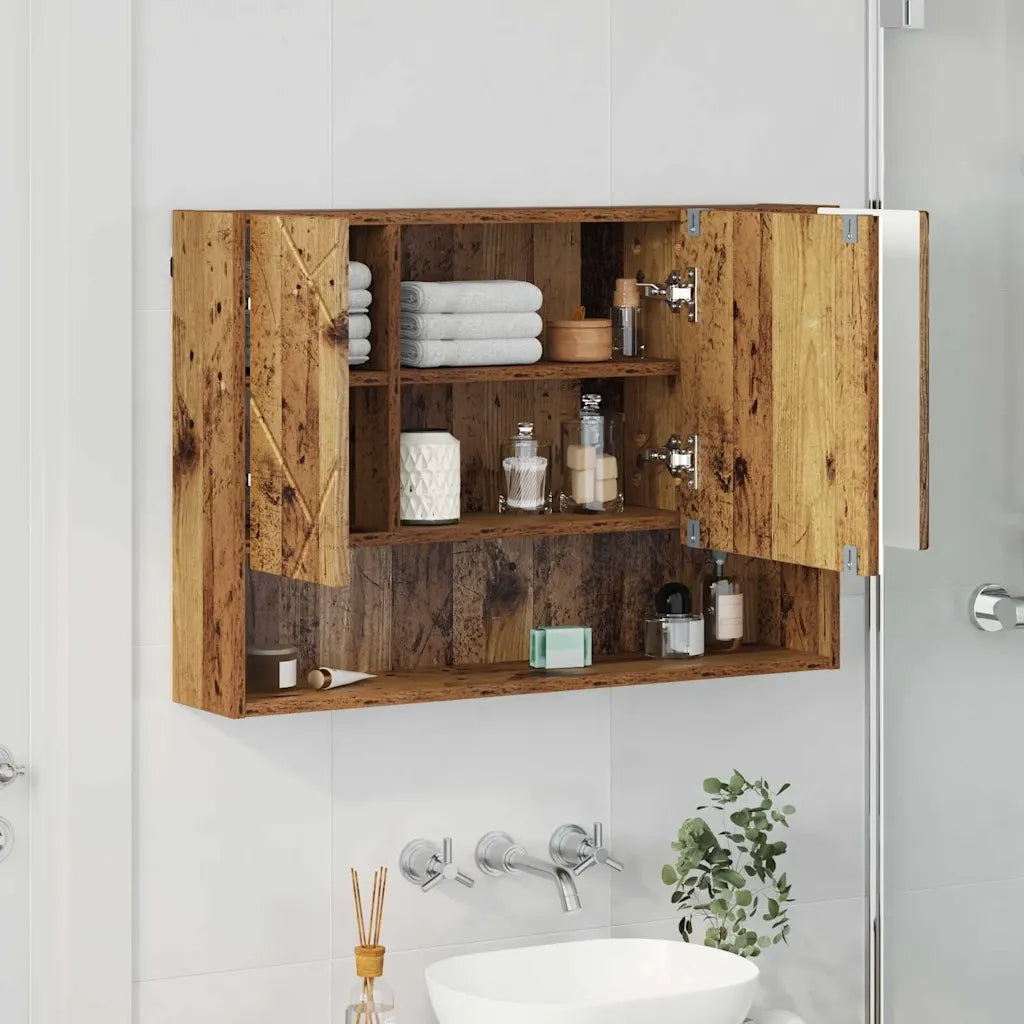 Mobiletto per specchio con porta Legno vecchio 80 x 17 x 55 cm 883362