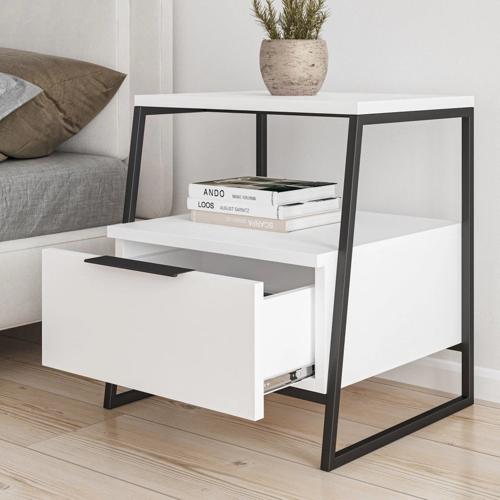 Comodino in legno "Pal" - 45 x 41 x 50 cm - Bianco