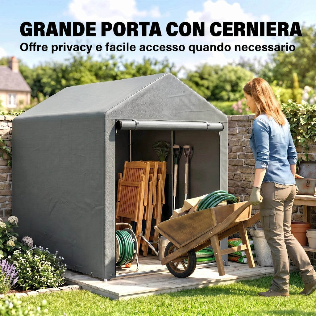 Tenda da Giardino per Biciclette ¨C Xylo ¨C 1,2x1,8x1,65 m Grigio Chiaro Impermeabile Anti-UV